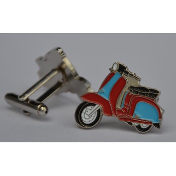 Claret and Blue Lambretta Scooter Enamel Cufflinks Claret and Blue Lambretta Scooter Enamel Cufflinks