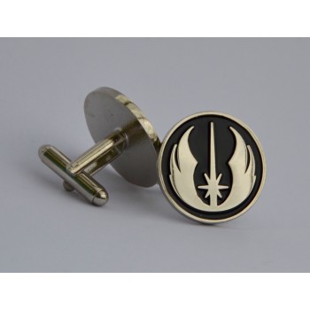 Star Wars Style Black and Silver Jedi Emblem Cufflinks Star Wars Style Black and Silver Jedi Emblem Cufflinks