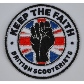 British Scooterists Keep The Faith Iron on or Sew on Patch