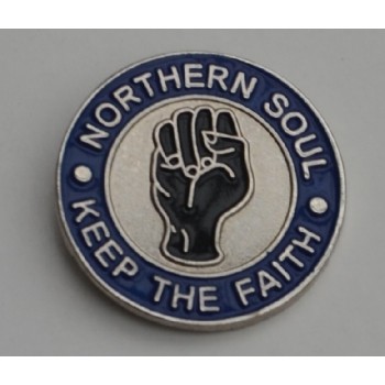 Blue Northern Soul Keep The Faith Pin Badge Blue Northern Soul Keep The Faith Pin Badge