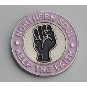 Pink Northern Soul Keep The Faith Pin Badge
