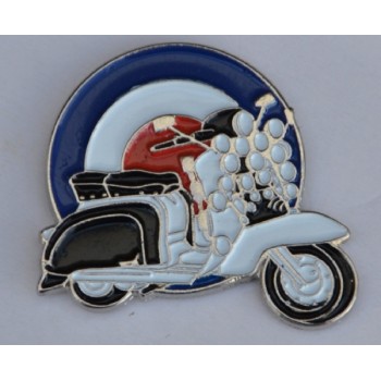 Lambretta Scooter with Lights and Mod Target Enamel Pin Badge Lambretta Scooter with Lights and Mod Target Enamel Pin Badge