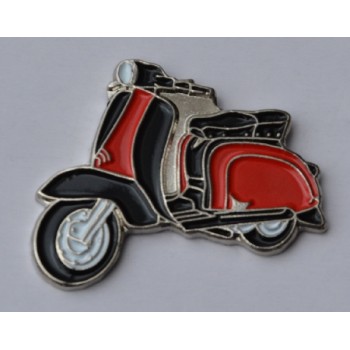 Black and Red Lambretta Scooter Enamel Pin Badge