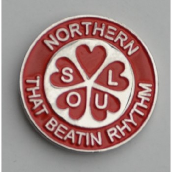 Red Northern Soul That Beatin Rhythm Pin Badge