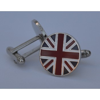 Round Union Jack Flag Quality Enamel Cufflinks