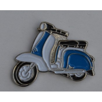 Royal Blue and White Lambretta Scooter Enamel Pin Badge