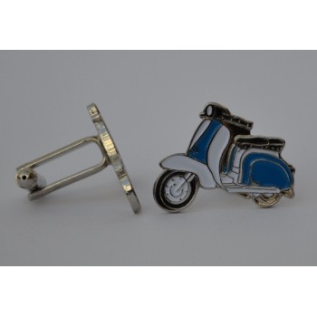 Royal Blue and White Lambretta Scooter Enamel Cufflinks