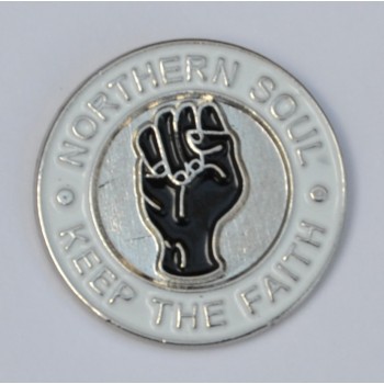 White Northern Soul Keep The Faith Enamel Pin Badge